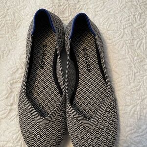Rothy’s Slate Gray Herringbone Round Toe Flats, Women’s Size 7